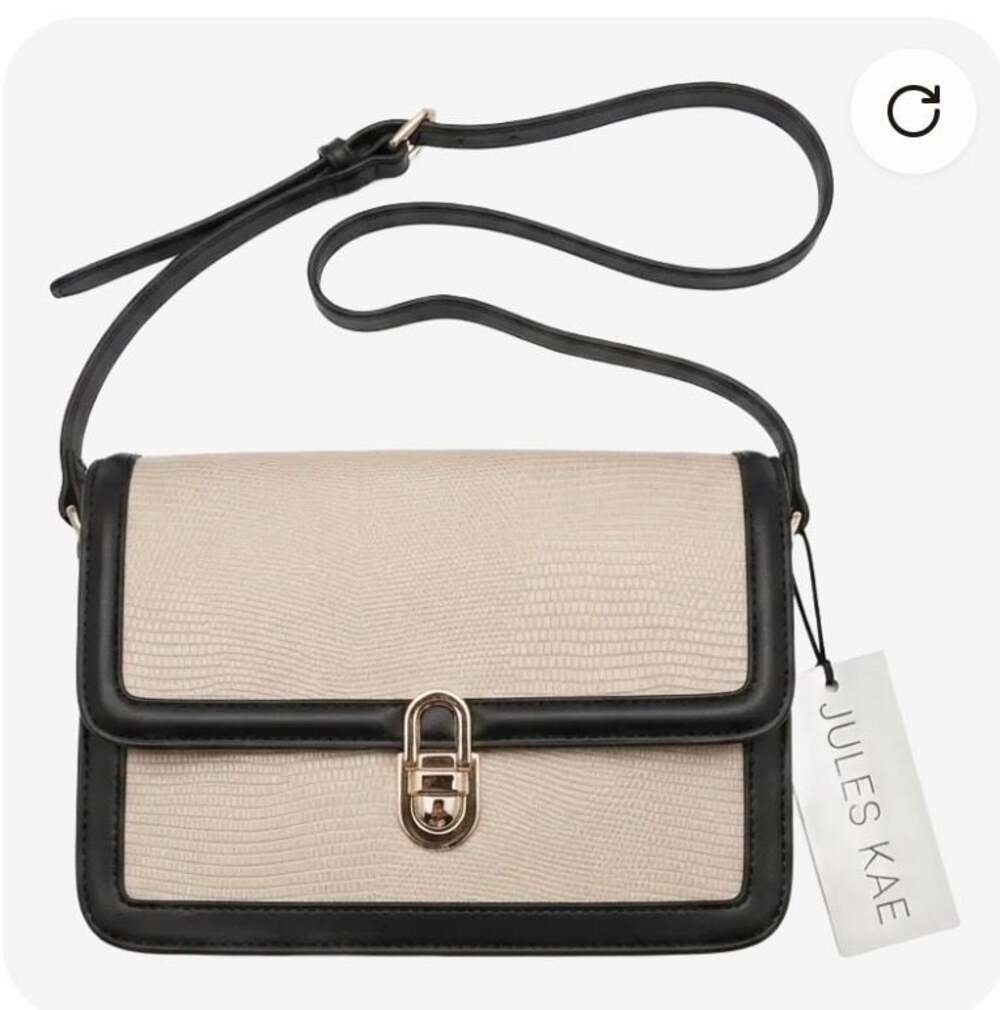 Jules Kae Mia Crossbody Bag in Blush Lizard with Black Trim